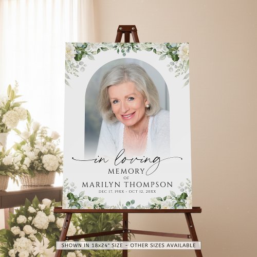 Elegant Memorial Floral Botanical Photo Script