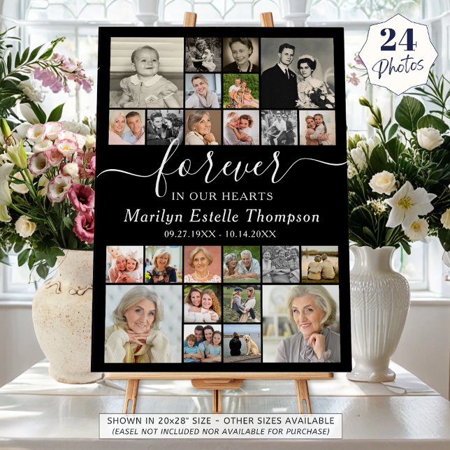 Elegant Memorial Forever in our Hearts 24 Photo Foam Board (Creator Uploaded)