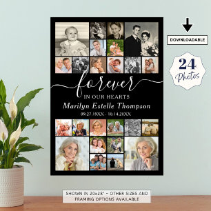 Elegant Memorial Forever in our Hearts 24 Photo Poster