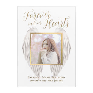 Elegant Memorial Forever in Our Hearts Photo Acrylic Print