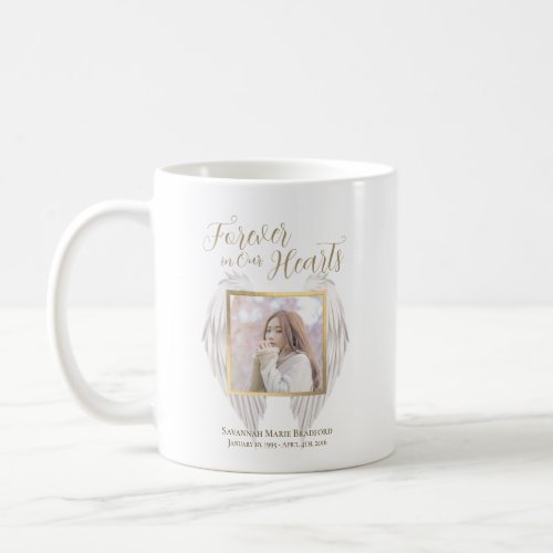 Elegant Memorial Forever in Our Hearts Photo Coffee Mug