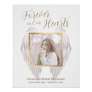 Elegant Memorial Forever in Our Hearts Photo Poster