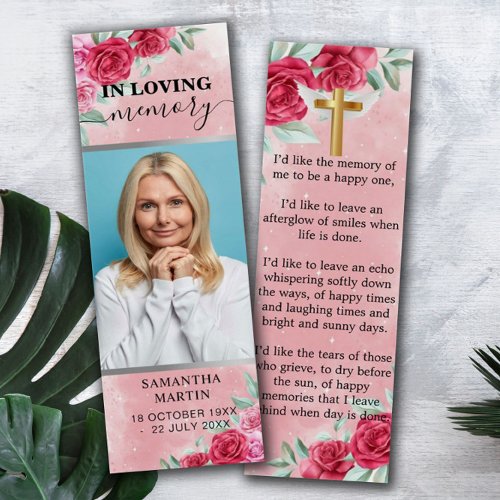 Elegant Memorial Funeral Bookmark