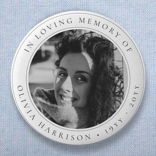 Elegant Memorial  Funeral Favor Black and White Button