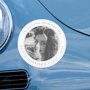 Elegant Memorial Funeral Favor Black and White Car Magnet