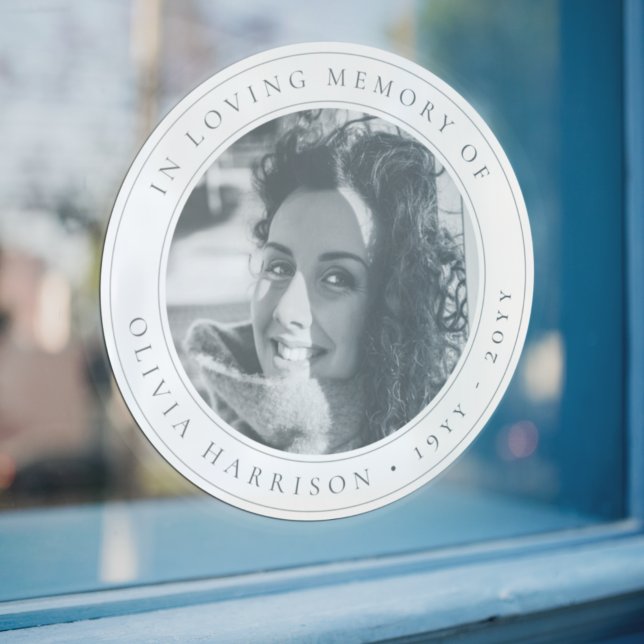 Elegant Memorial | Funeral Favor Black and White Window Cling (Creator Uploaded)