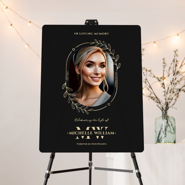 Elegant Memorial Funeral Modern Black Gold Foa Foam Board (In Situ (Stand))