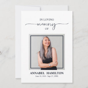 Elegant Memorial Funeral Photo Card For Service