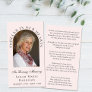 Elegant Memorial Funeral Photo Pink Prayer Card