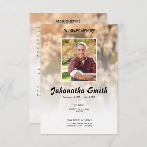 Elegant Memorial Funeral Program Card