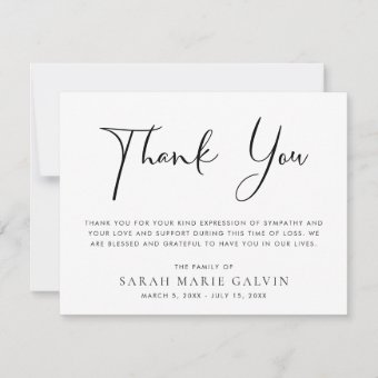 Elegant Memorial Funeral Thank You Card | Zazzle