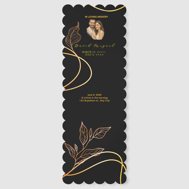 Elegant Memorial Keepsake Bookmark  (Front)