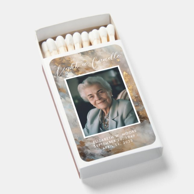 Elegant Memorial Light A Candle Photo Matchboxes (Front Open)