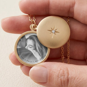 Elegant Memorial Newlyweds Wedding Custom Photo Gold Plated Necklace