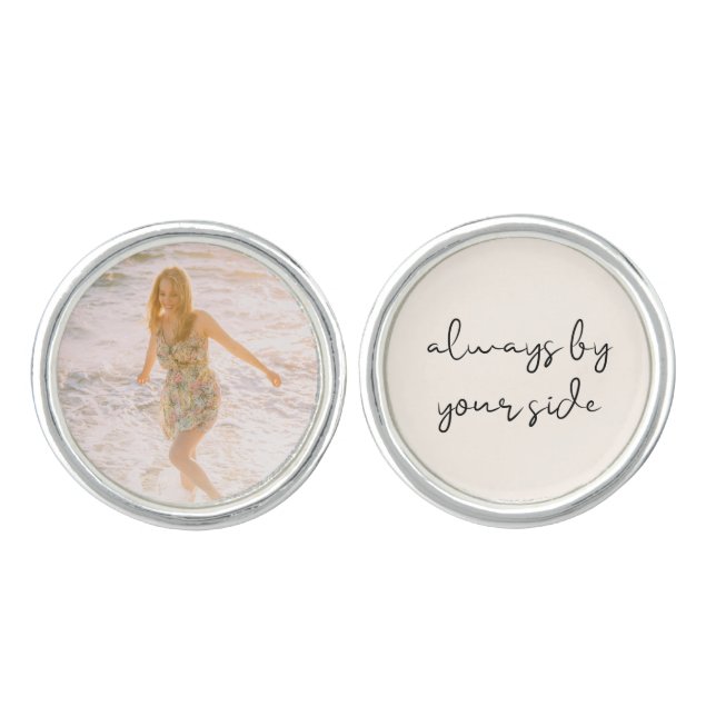 Elegant Memorial Photo | Always by your Side Cufflinks (Front)