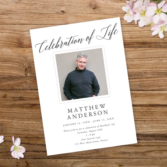 Elegant Memorial Photo Celebration of Life Invitation | Zazzle