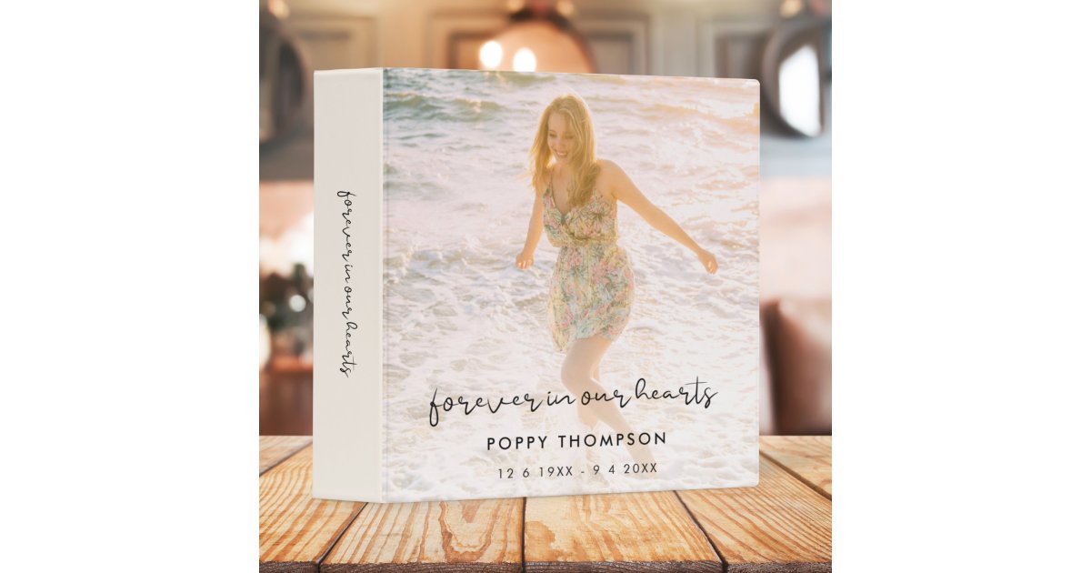 Elegant Memorial Photo Chic Funeral Loving Memory 3 Ring Binder | Zazzle