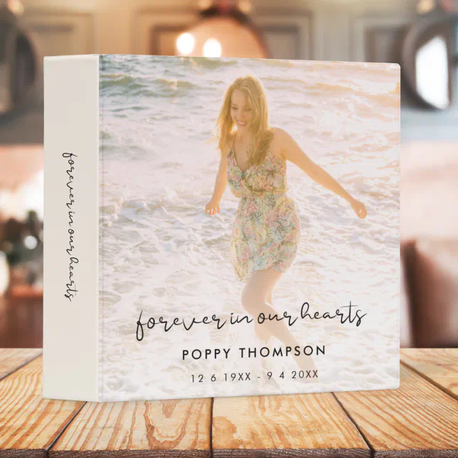 Elegant Memorial Photo Chic Funeral Loving Memory 3 Ring Binder | Zazzle