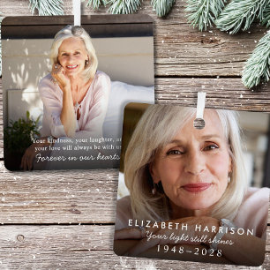 Elegant Memorial Photo Christmas Metal Ornament
