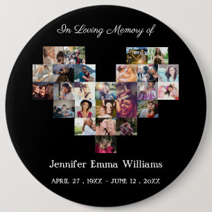 Elegant Memorial Photo collage Funeral Sympathy Button