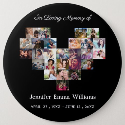 Elegant Memorial Photo collage Funeral Sympathy   Button