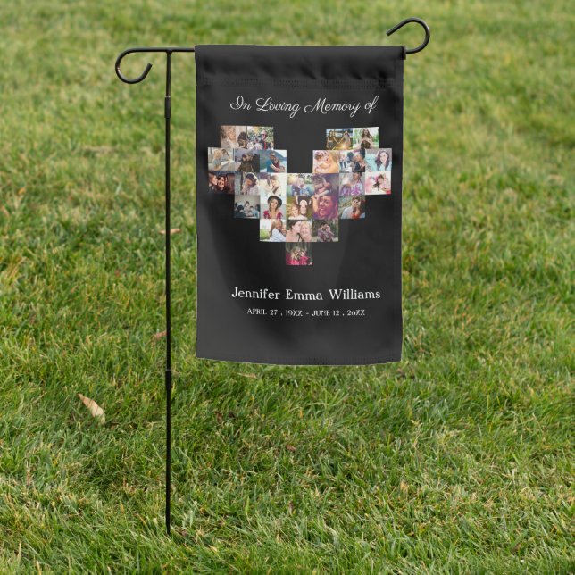 Elegant Memorial Photo collage Funeral Sympathy   Garden Flag (In SItu)