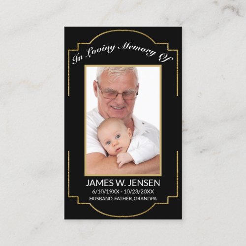 Elegant Memorial Photo Funeral Prayer Card