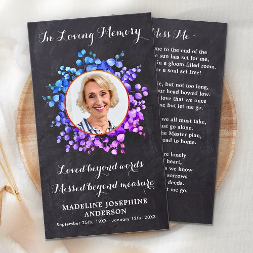 Elegant Memorial Photo Funeral Prayer Card 