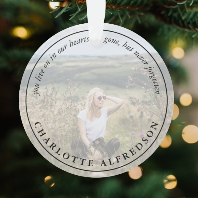 Elegant Memorial Photo In Loving Memory Christmas Ornament (Creator Uploaded)