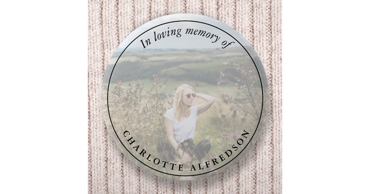 Elegant Memorial Photo In Loving Memory Funeral Button | Zazzle