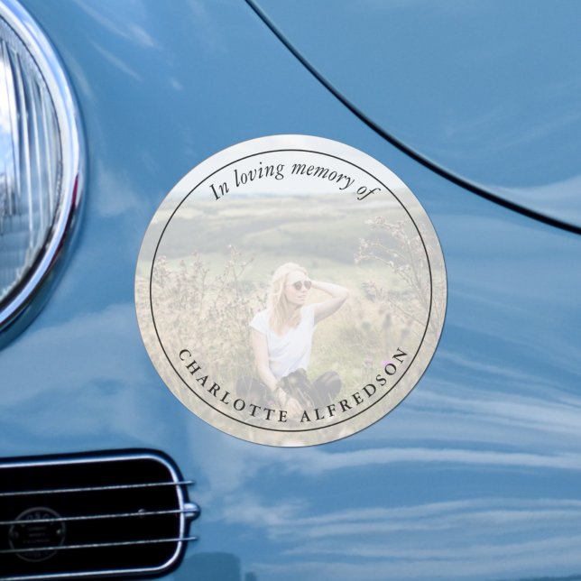 Elegant Memorial Photo In Loving Memory Funeral Car Magnet (Creator Uploaded)