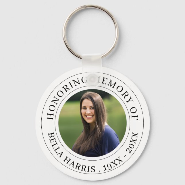 Elegant Memorial Photo Keepsake Design Keychain (Front)