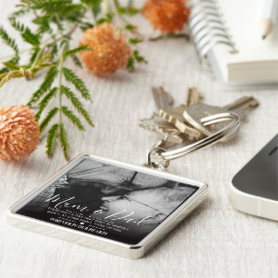 Elegant Memorial Photo   Mum & Dad Keychain