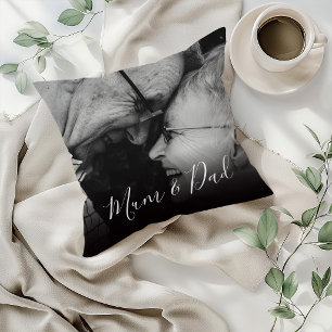 Elegant Memorial Photo Mum & Dad Throw Pillow