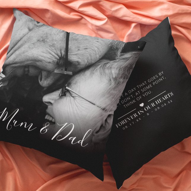 Elegant Memorial Photo | Mum & Dad Throw Pillow (Creator Uploaded)