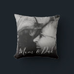 Elegant Memorial Photo | Mum & Dad Throw Pillow<br><div class="desc">This memorial pillow is designed for someone who has lost both parents, however can be customized for the loss of anyone. A simple single photo of the beloved family member/s, calligraphy script of their title whether it be mom or dad, brother, sister, grandmother or friend. On the reverse you can...</div>
