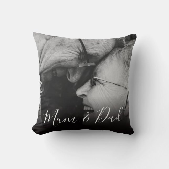 Elegant Memorial Photo | Mum & Dad Throw Pillow (Front)