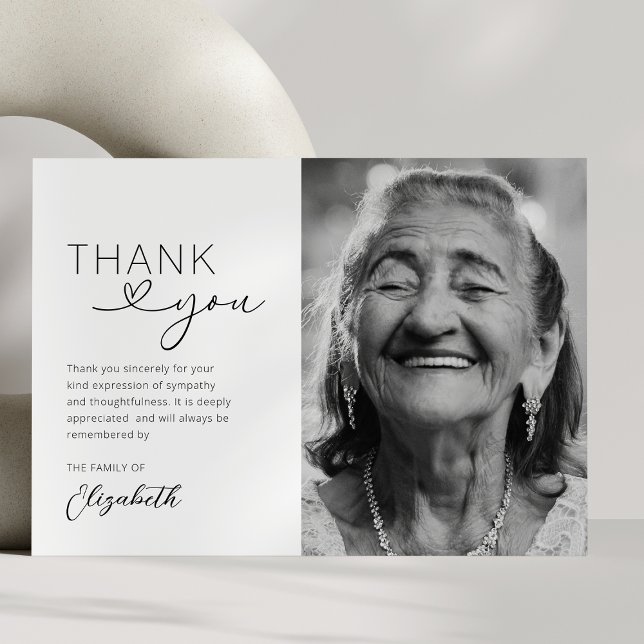 Elegant Memorial Photo Remembrance Thank You Card (Creator Uploaded)