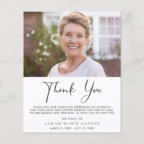 Elegant Memorial Photo Thank You Card