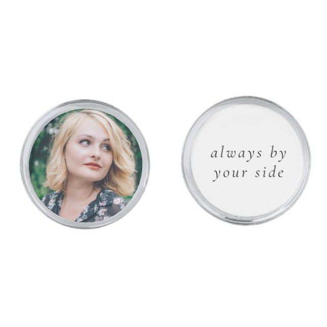 Elegant Memorial Photo Tribute Always by your Side Cufflinks (Front)