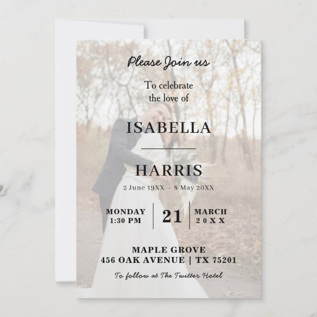 Elegant Memorial Photo Tribute Design Invitation (Front)