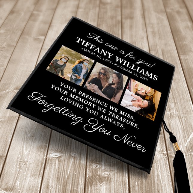 Elegant Memorial Photo Tribute Graduation Cap Topper (Creator Uploaded)