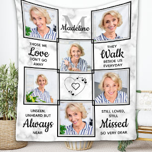 Elegant Memorial Remembrance Custom Photo Collage Fleece Blanket