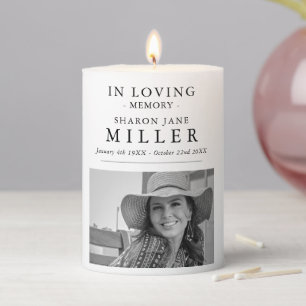 Elegant Memorial Remembrance Photo Pillar Candle