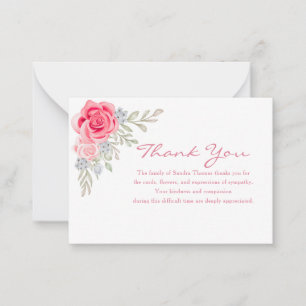 Elegant Memorial Simple Funeral Floral Thank You Note Card