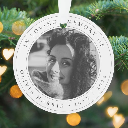 Elegant Memorial Sympathy Tribute Black and White Ornament