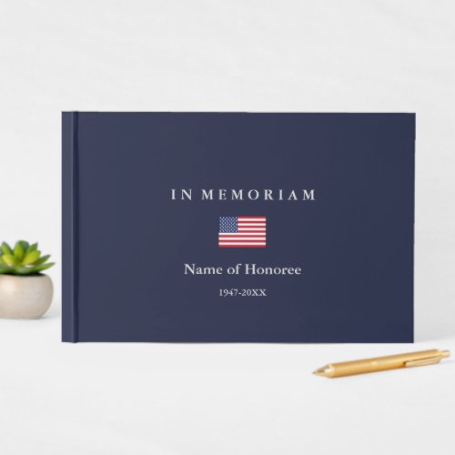 Elegant Memorial United States Flag Guest Book