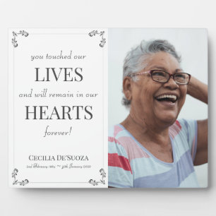 Elegant Memorial White Remembrance Custom Photo  Plaque