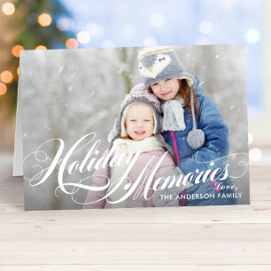 Elegant Memories Calligraphy Script Photo Holiday Card
