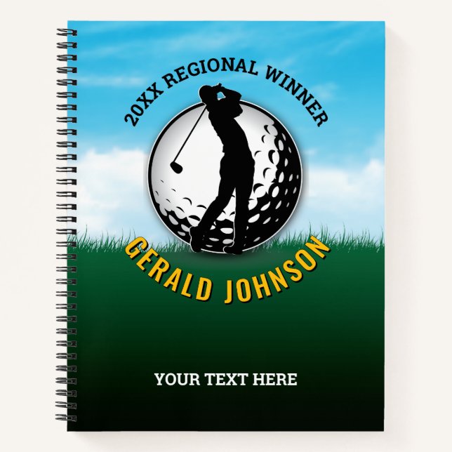 Elegant Men Golf Monogram Design Notebook (Front)
